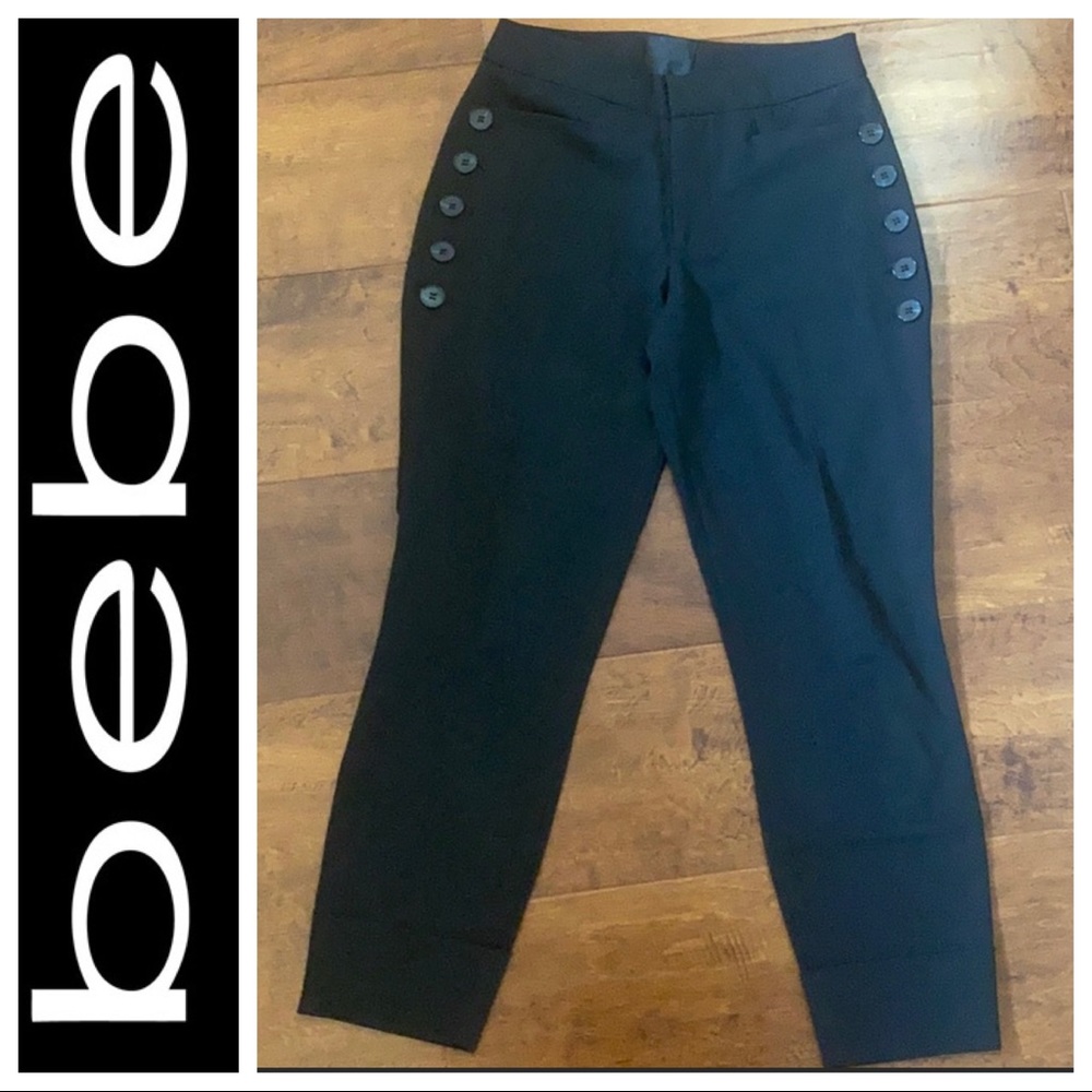 Bebe Black Label Cropped Black Slacks